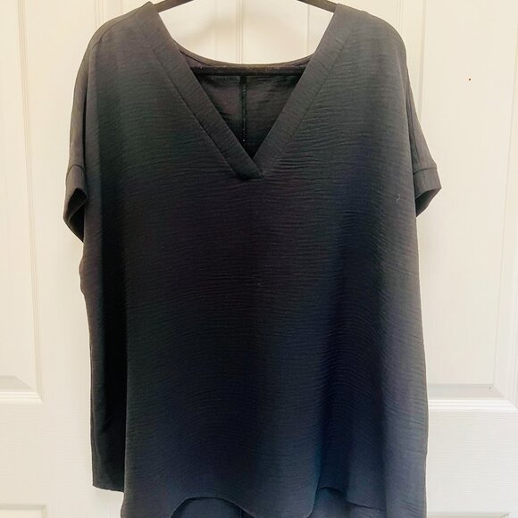 Black V-Neck Blouse, 2X - Picture 1 of 8